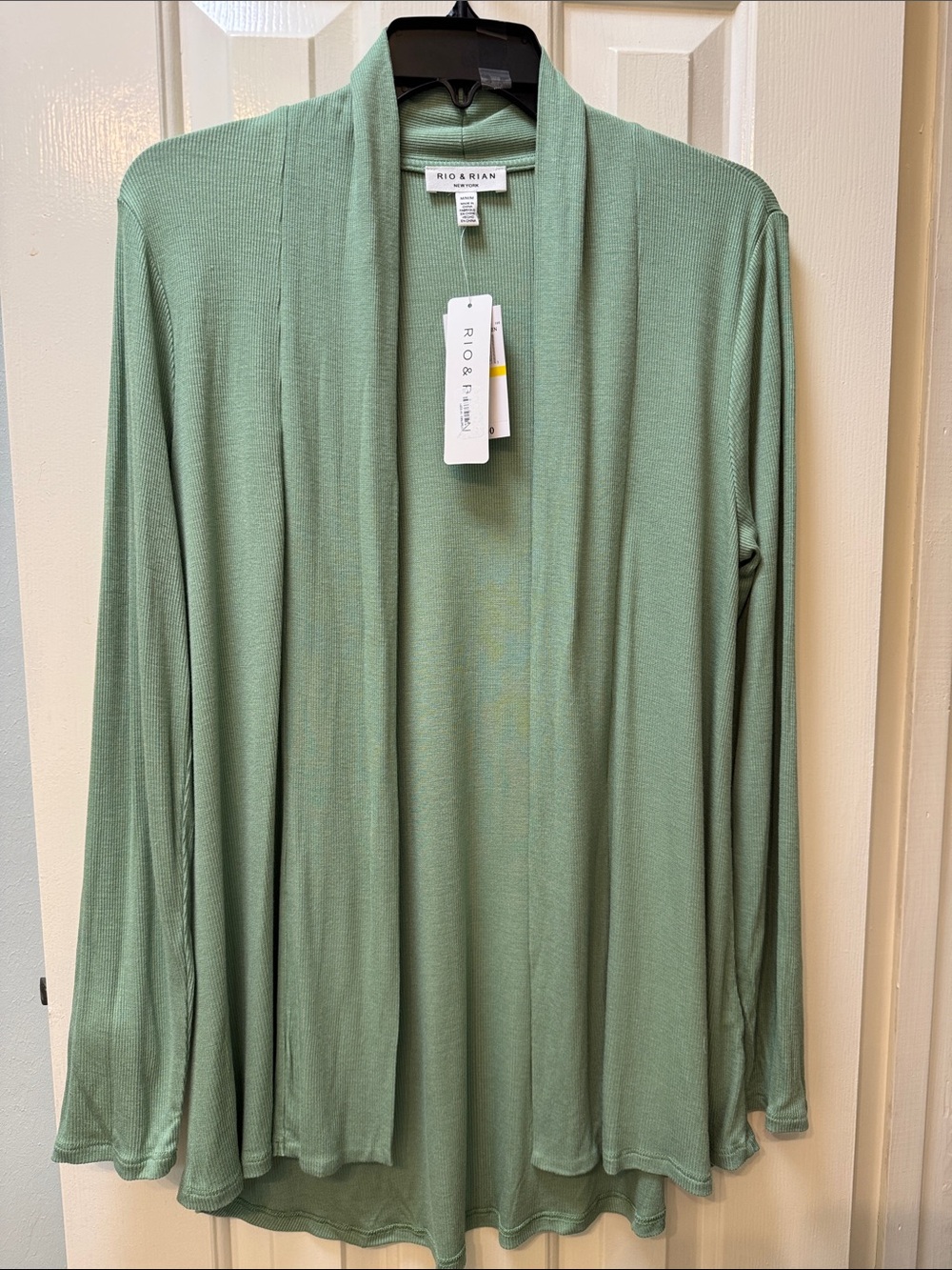 Sage Green Open-Front Draped Cardigan
